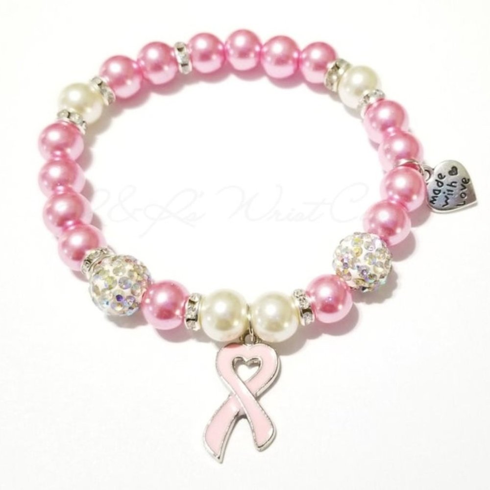 Breast Cancer Pink Handmade Beaded Bracelet Women
